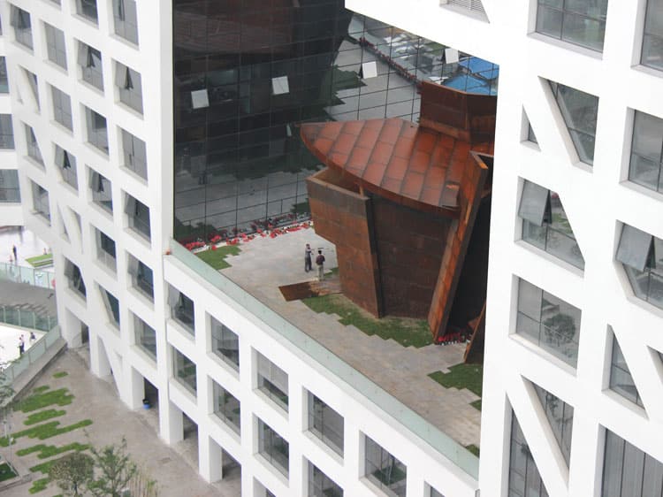 The 5 towers and the “synthetic panorama” of Chengdu in China